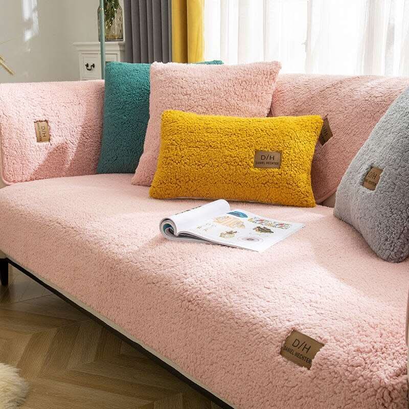 ラムカシミヤの超ソフトソファカバー – ぬいぐるみ風＆滑り止め付き 